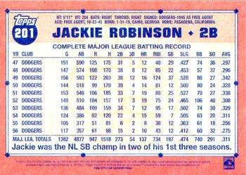 2016 Topps Archives #201 Jackie Robinson Back