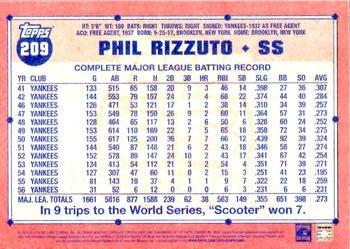 2016 Topps Archives #209 Phil Rizzuto Back