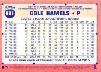 2016 Topps Archives #221 Cole Hamels Back