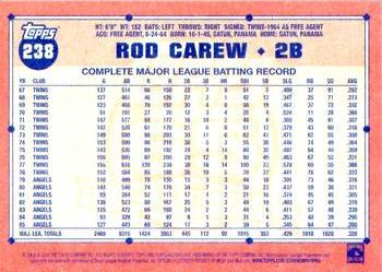 2016 Topps Archives #238 Rod Carew Back