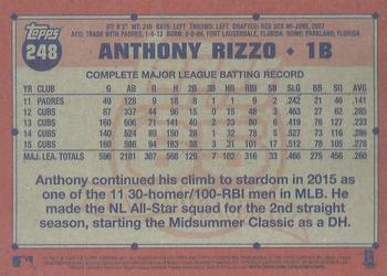 2016 Topps Archives #248 Anthony Rizzo Back