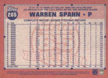 2016 Topps Archives #265 Warren Spahn Back