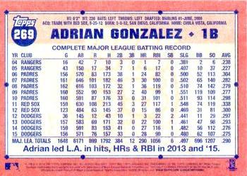 2016 Topps Archives #269 Adrian Gonzalez Back