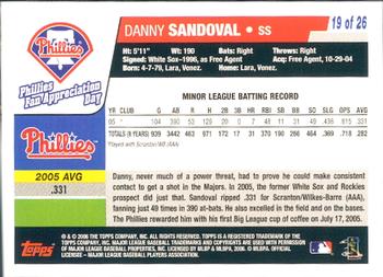 2006 Topps Philadelphia Phillies Fan Appreciation Day SGA #19 Danny Sandoval Back