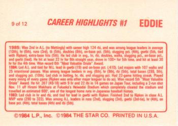 1988 Star Eddie Murray #9 Eddie Murray Back