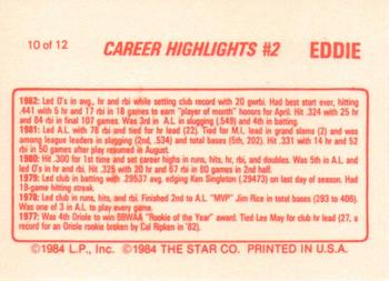 1988 Star Eddie Murray #10 Eddie Murray Back