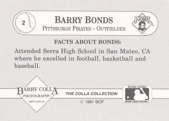 1991 The Colla Collection Barry Bonds #2 Barry Bonds Back