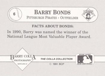 1991 The Colla Collection Barry Bonds #6 Barry Bonds Back