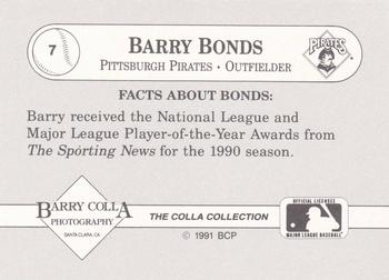 1991 The Colla Collection Barry Bonds #7 Barry Bonds Back