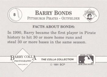1991 The Colla Collection Barry Bonds #8 Barry Bonds Back