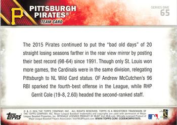 2016 Topps - Rainbow Foil #65 Pittsburgh Pirates Back