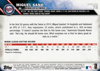 2016 Topps - Rainbow Foil #78 Miguel Sano Back
