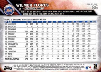 2016 Topps - Rainbow Foil #86 Wilmer Flores Back