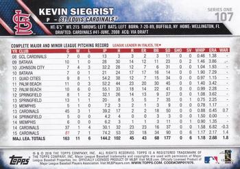 2016 Topps - Rainbow Foil #107 Kevin Siegrist Back