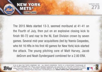 2016 Topps - Rainbow Foil #273 New York Mets Back