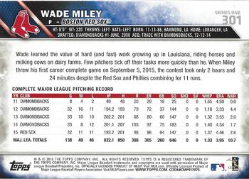 2016 Topps - Rainbow Foil #301 Wade Miley Back