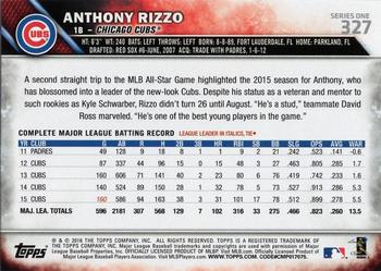 2016 Topps - Rainbow Foil #327 Anthony Rizzo Back