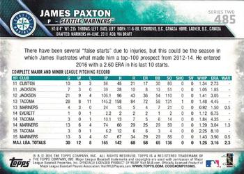 2016 Topps - Rainbow Foil #485 James Paxton Back