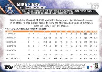 2016 Topps - Rainbow Foil #627 Mike Fiers Back