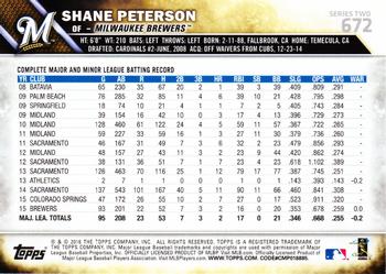 2016 Topps - Rainbow Foil #672 Shane Peterson Back