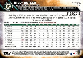 2016 Topps - Gold #17 Billy Butler Back