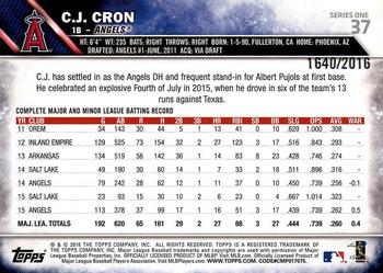 2016 Topps - Gold #37 C.J. Cron Back