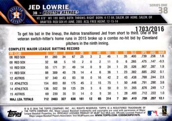 2016 Topps - Gold #38 Jed Lowrie Back