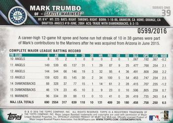 2016 Topps - Gold #39 Mark Trumbo Back