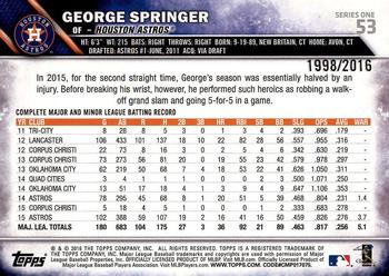 2016 Topps - Gold #53 George Springer Back