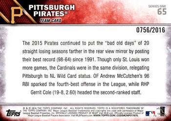 2016 Topps - Gold #65 Pittsburgh Pirates Back