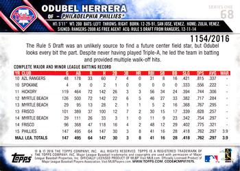 2016 Topps - Gold #68 Odubel Herrera Back