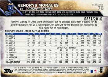 2016 Topps - Gold #70 Kendrys Morales Back