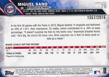 2016 Topps - Gold #78 Miguel Sano Back