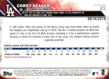 2016 Topps - Gold #85 Corey Seager Back