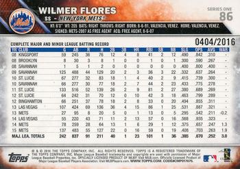 2016 Topps - Gold #86 Wilmer Flores Back