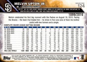 2016 Topps - Gold #124 Melvin Upton Jr. Back