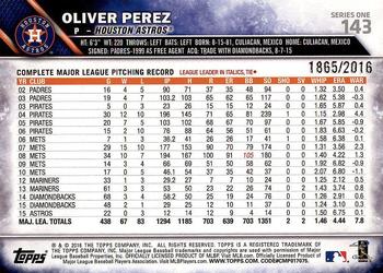 2016 Topps - Gold #143 Oliver Perez Back