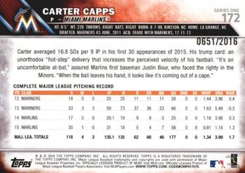 2016 Topps - Gold #172 Carter Capps Back