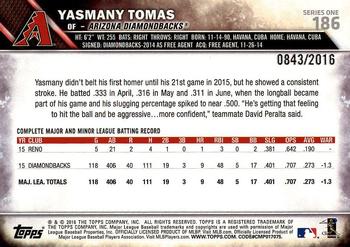 2016 Topps - Gold #186 Yasmany Tomas Back