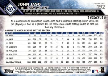 2016 Topps - Gold #192 John Jaso Back