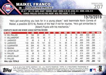 2016 Topps - Gold #207 Maikel Franco Back