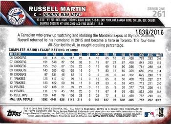 2016 Topps - Gold #261 Russell Martin Back