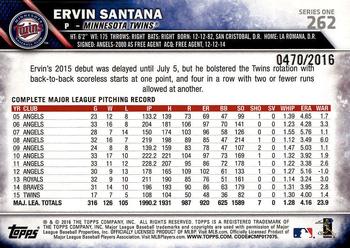 2016 Topps - Gold #262 Ervin Santana Back