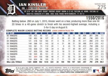 2016 Topps - Gold #275 Ian Kinsler Back