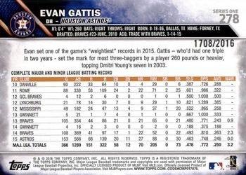 2016 Topps - Gold #278 Evan Gattis Back