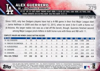 2016 Topps - Gold #279 Alex Guerrero Back