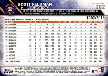 2016 Topps - Gold #282 Scott Feldman Back