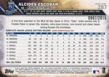 2016 Topps - Gold #287 Alcides Escobar Back