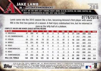 2016 Topps - Gold #288 Jake Lamb Back
