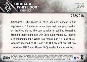 2016 Topps - Gold #294 Chicago White Sox Back